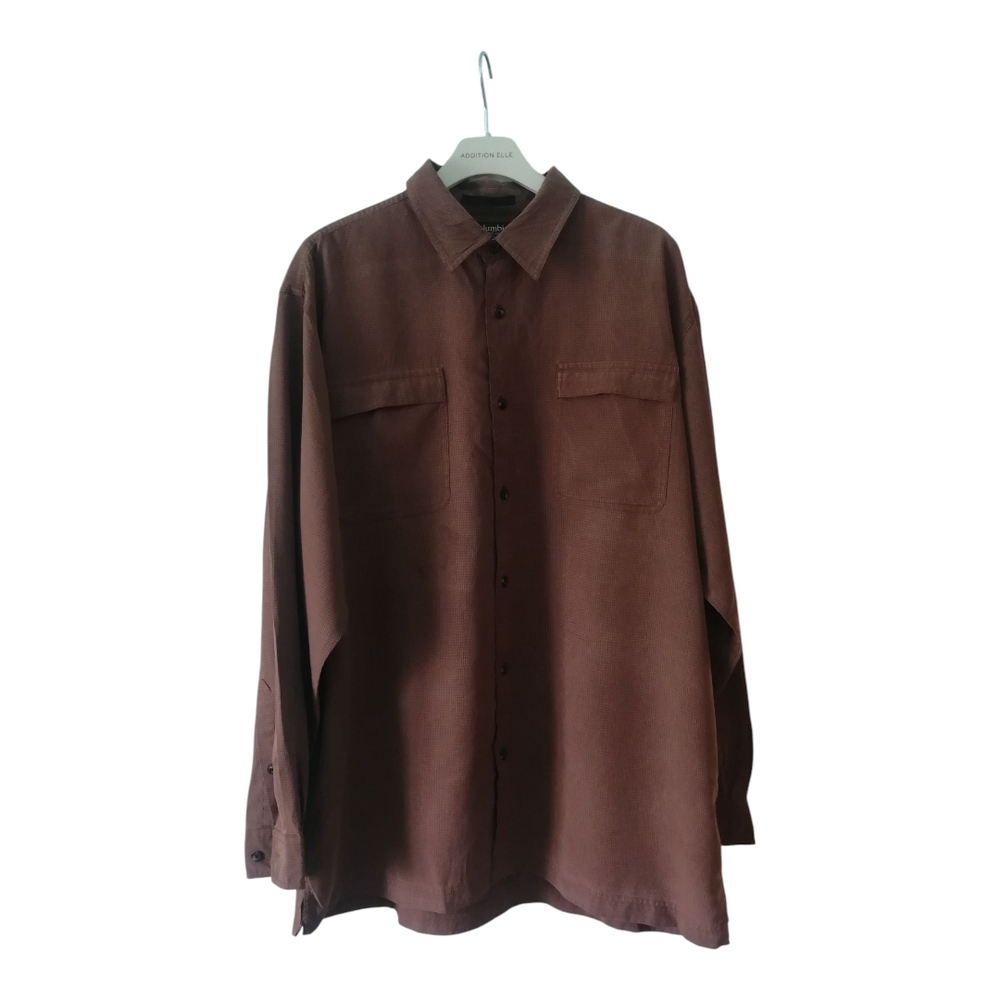 Columbia Brown Casual Button Down Shirt Relaxed Fit